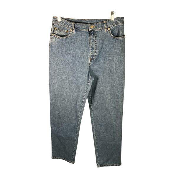 Vintage‎ Lauren Ralph Lauren Petite Jeans Y2K High Rise Tapered Mom Denim 14P - Picture 1 of 16